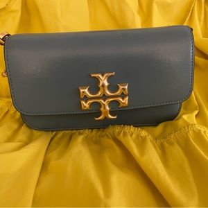 Color: brisk blue. Eleanor textured phone crossbody